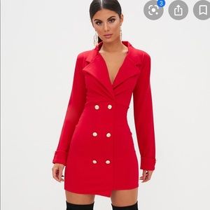 Red long sleeve blazer dress - Pretty Little Thing